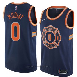 Maglia New York Knicks Emmanuel Mudiay #0 Citta 2018 Blu