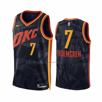 Maglia Oklahoma City Thunder Chet Holmgren #7 Citta 2023-24 Nero