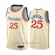 Maglia Philadelphia 76ers Ben Simmons #25 Citta 2019-20 Crema