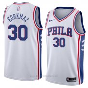 Maglia Philadelphia 76ers Furkan Korkmaz #30 Association 2018 Bianco