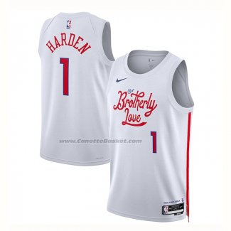 Maglia Philadelphia 76ers James Harden #1 Citta 2022-23 Bianco