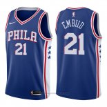 Maglia Philadelphia 76ers Joel Embiid #21 2017-18 Blu