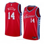 Maglia Philadelphia 76ers Shake Milton #14 Statement 2017-18 Rosso