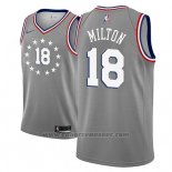 Maglia Philadelphia 76ers Shake Milton #18 Citta 2018-19 Grigio