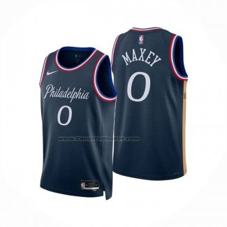 Maglia Philadelphia 76ers Tyrese Maxey No 0 Citta 2025-26 Blu
