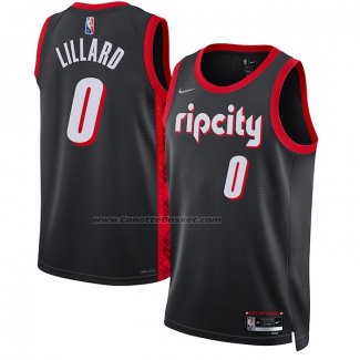 Maglia Portland Trail Blazers Damian Lillard NO 0 Citta 2021-22 Nero