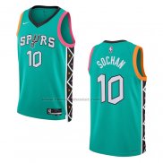 Maglia San Antonio Spurs Jeremy Sochan #10 Citta 2022-23 Verde