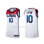 Maglia USA 2021 Jayson Tatum NO 10 Bianco