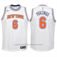 Maglia Bambino New York Knicks Kristaps Porzingis #6 2017-18 Bianco