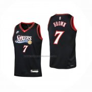 Maglia Bambino Philadelphia 76ers Jaylen Brown No 7 Classic 2025-26 Nero