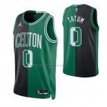 Maglia Boston Celtics Jayson Tatum #0 Split Nero Verde
