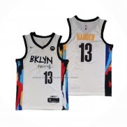 Maglia Brooklyn Nets James Harden NO 13 Citta 2020-21 Bianco