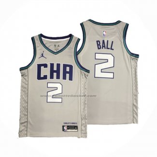 Maglia Charlotte Hornets Lamelo Ball NO 2 Citta Edition Grigio