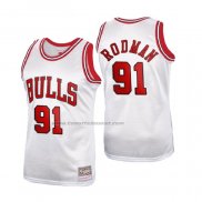 Maglia Chicago Bulls Dennis Rodman NO 91 Mitchell & Ness 1997-98 Bianco