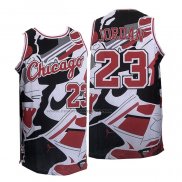 Maglia Chicago Bulls Michael Jordan NO 23 Bianco Nero Rosso