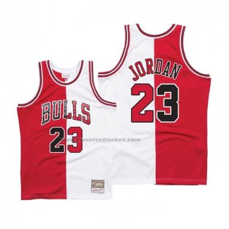 Maglia Chicago Bulls Michael Jordan NO 23 Split Bianco Rosso