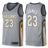 Maglia Cleveland Cavaliers Lebron James #23 Citta Grigio