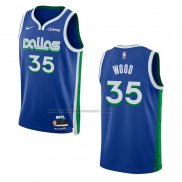 Maglia Dallas Mavericks Christian Wood #35 Citta 2022-23 Blu