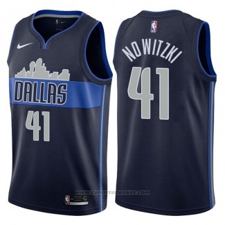 Maglia Dallas Mavericks Dirk Nowitzki #41 Statement 2017-18 Blu