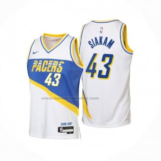 Maglia Indiana Pacers Pascal Siakam No 43 Citta 2025-26 Bianco