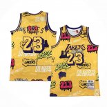 Maglia Los Angeles Lakers LeBron James #23 Slap Sticker Mitchell & Ness 2018-19 Giallo