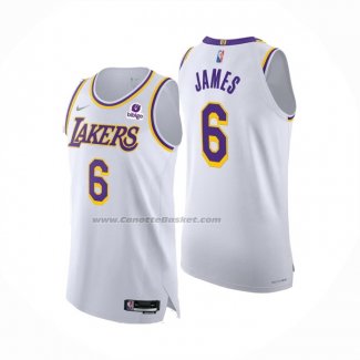 Maglia Los Angeles Lakers LeBron James #6 Association Autentico Bianco