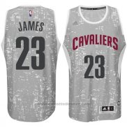 Maglia Luci Della Citta Cleveland Cavaliers LeBron James #23 Grigio