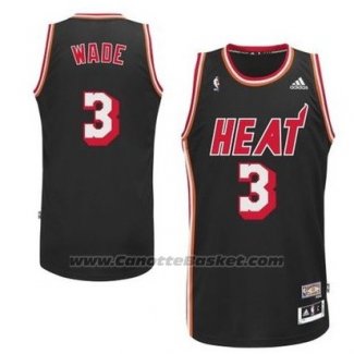 Maglia Miami Heat Dwyane Wade #3 Retro Nero