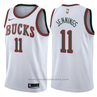 Maglia Milwaukee Bucks Brandon Jennings #11 Classic 2017-18 Bianco