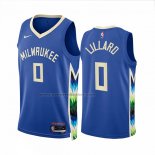 Maglia Milwaukee Bucks Damian Lillard #0 Citta 2022-23 Blu