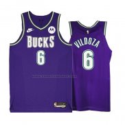 Maglia Milwaukee Bucks Luca Vildoza #6 Classic 2022-23 Viola