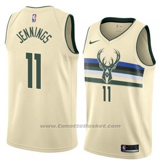 Maglia Milwaukee Bucks Opal Brandon Jennings #11 Citta 2018 Crema