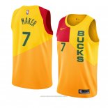 Maglia Milwaukee Bucks Thon Maker #7 Citta 2018-19 Giallo