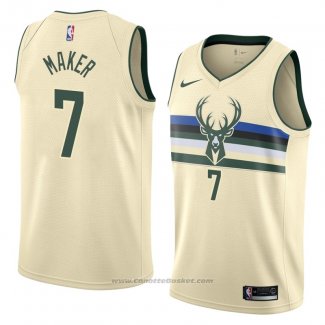 Maglia Milwaukee Bucks Thon Maker #7 Citta 2018 Crema