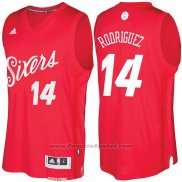 Maglia Natale 2016 Philadelphia 76ers Sergio Rodriguez #14 Rosso