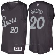 Maglia Natale 2016 San Antonio Spurs Manu Ginobili #20 Nero