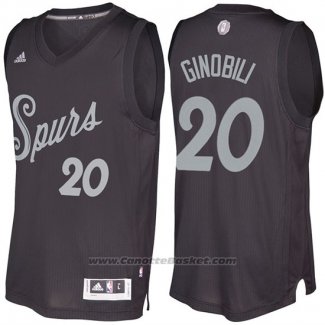 Maglia Natale 2016 San Antonio Spurs Manu Ginobili #20 Nero