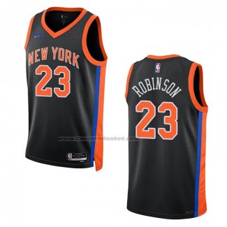 Maglia New York Knicks Mitchell Robinson #23 Citta 2022-23 Nero