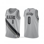 Maglia Portland Trail Blazers Damian Lillard #0 Earned 2020-21 Grigio