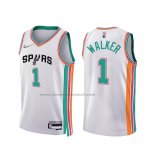 Maglia San Antonio Spurs Lonnie Walker NO 1 Citta 2021-22 Bianco