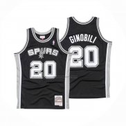 Maglia San Antonio Spurs Manu Ginobili No 20 Mitchell & Ness 2002-03 Nero