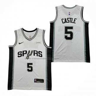 Maglia San Antonio Spurs Stephon Castle No 5 Association 2025-26 Bianco