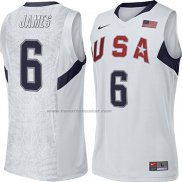 Maglia USA 2008 LeBron James #6 Bianco