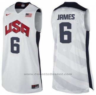 Maglia USA 2012 Lebron James #6 Bianco