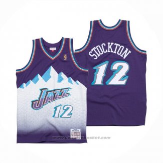 Maglia Utah Jazz John Stockton #12 Hardwood Classics Throwback 1996-97 Viola