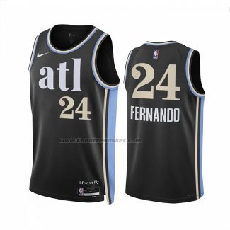 Maglia Atlanta Hawks Bruno Fernando #24 Citta 2023-24 Nero