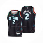Maglia Bambino Detroit Pistons Cade Cunningham No 2 Citta 2025-26 Nero