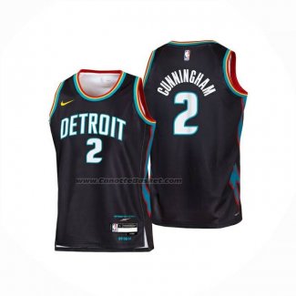 Maglia Bambino Detroit Pistons Cade Cunningham No 2 Citta 2025-26 Nero