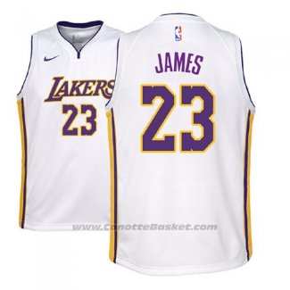 Maglia Bambino Los Angeles Lakers Lebron James #23 Association 2017-18 Bianco