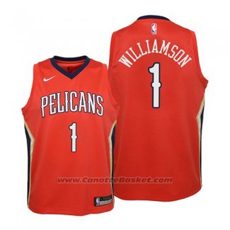 Maglia Bambino New Orleans Pelicans Zion Williamson #1 Statement 2019 Rosso